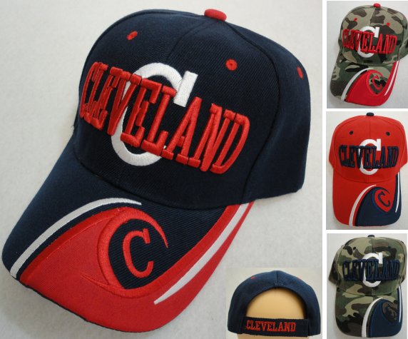 ''CLEVELAND HAT ''''C'''' [C/Wave on Bill] Navy/RED''